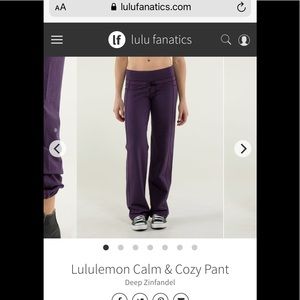 VINTAGE Lululemon Calm & Cozy Pant Deep Zinfandel 2013 Release Size 4
